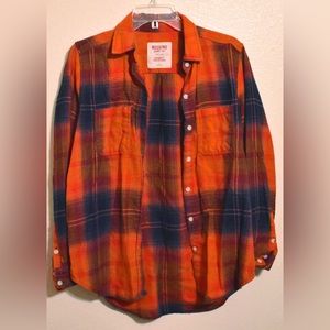 Orange and Blue Flannel Shirt